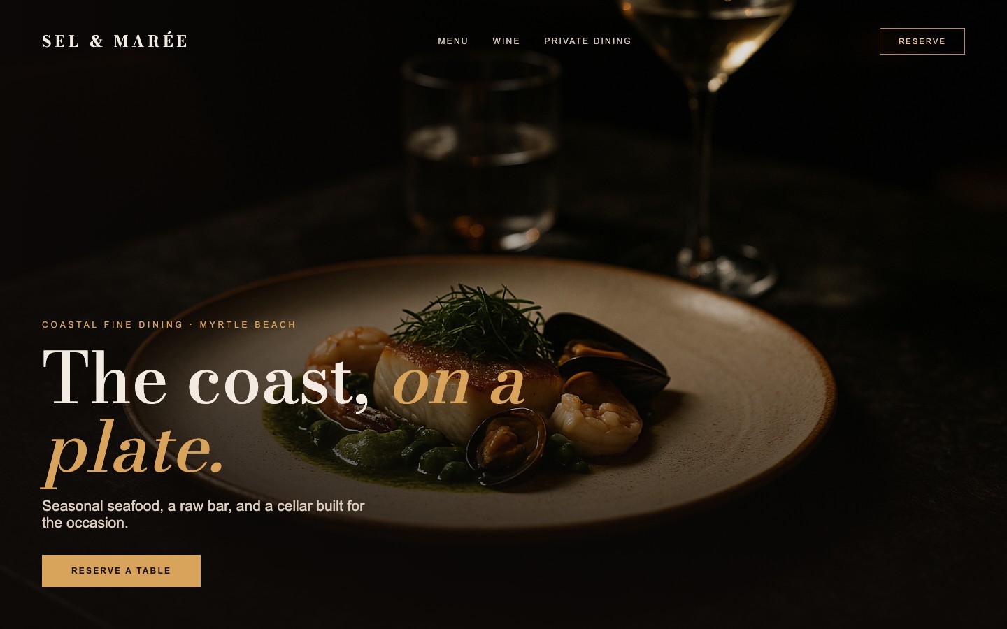 Coastal fine dining website — example design
