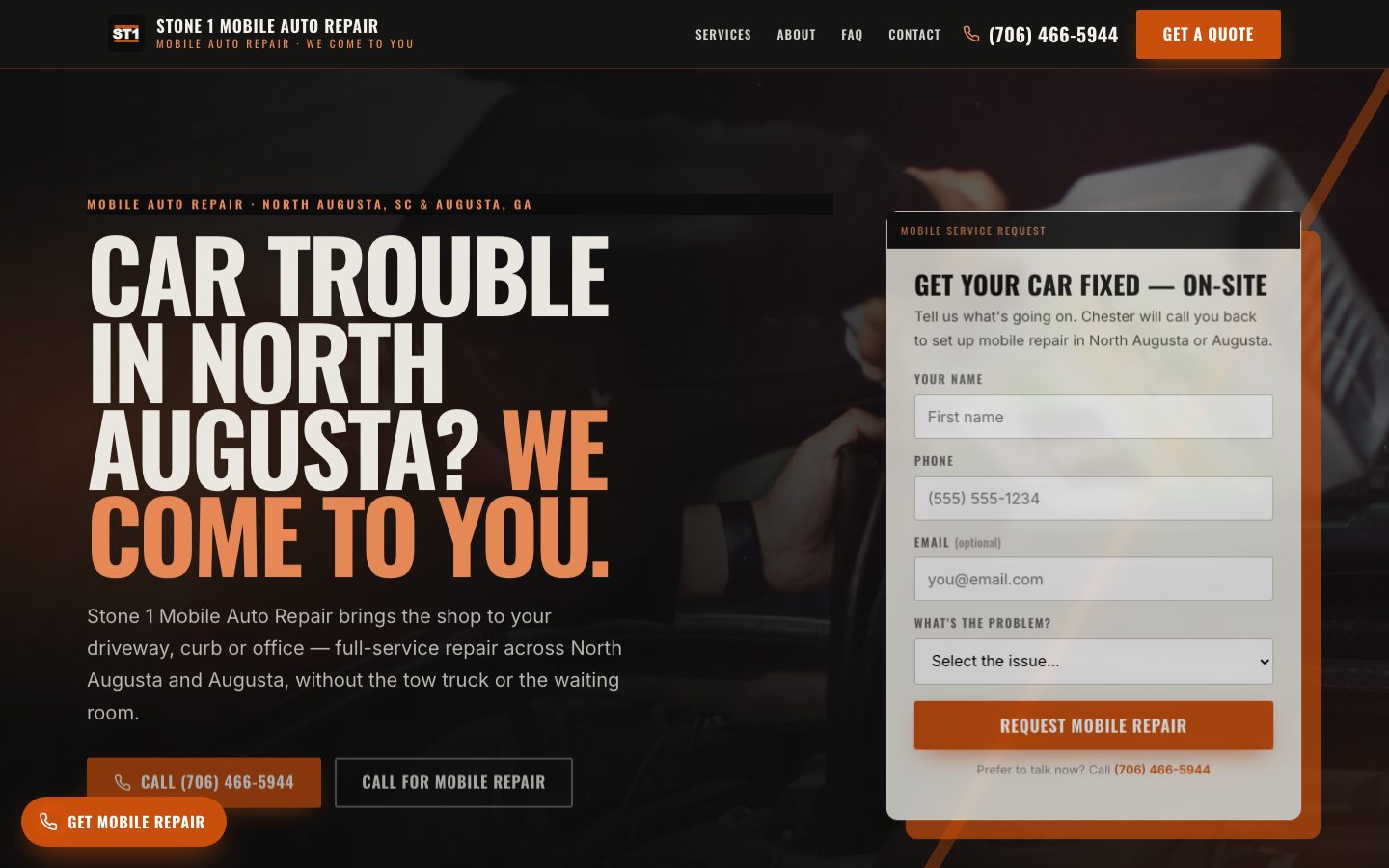 Stone1 Mobile Auto Repair website