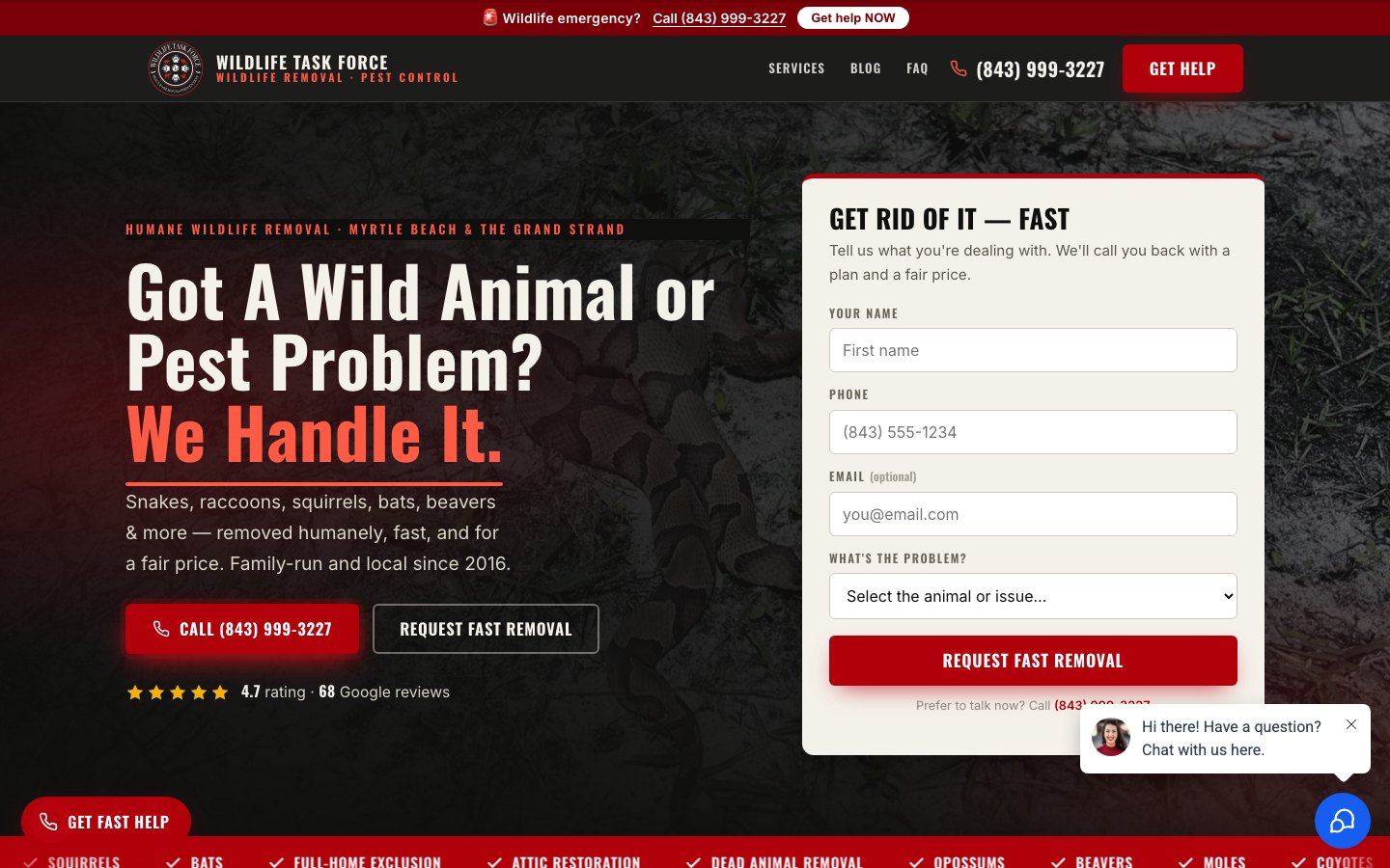 Wildlife Task Force wildlife removal website